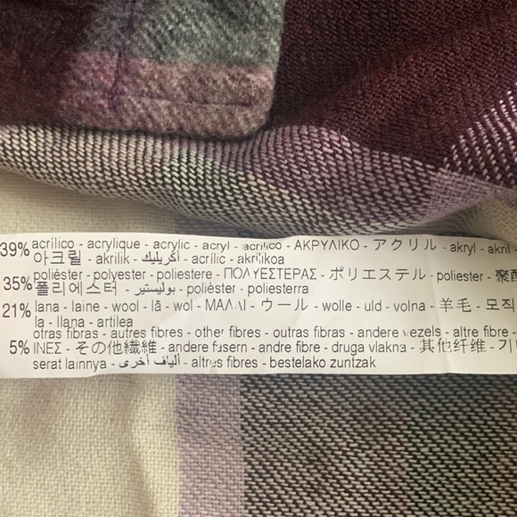 Zara Women’s Purple Check Plaid Wool-Blend Overshirt Shacket Size Large - Picture 5 of 7